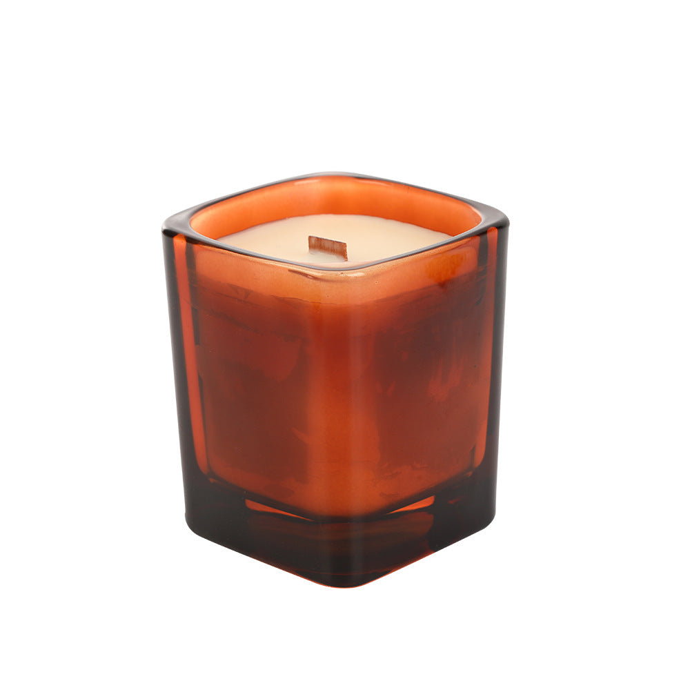 Vela Perfumada de Cera de Soja en Vaso Cuadrado – Elegancia, Fragancia y Energía Positiva
