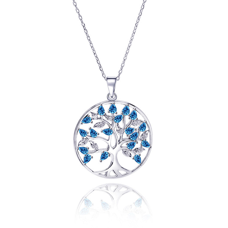 Collar árbol de la vida con 12 piedras de nacimiento en plata 925, armonía familiar y conexión espiritual
