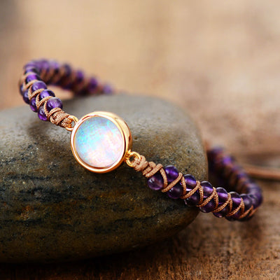 Pulsera Espiritual de Amatista y Ópalo