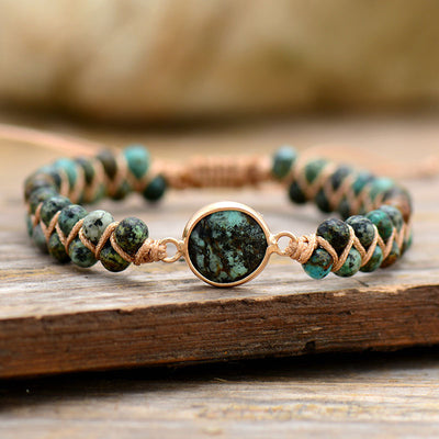 Equilibrio y Amistad: Pulsera de Turquesa Africana Doble Capa