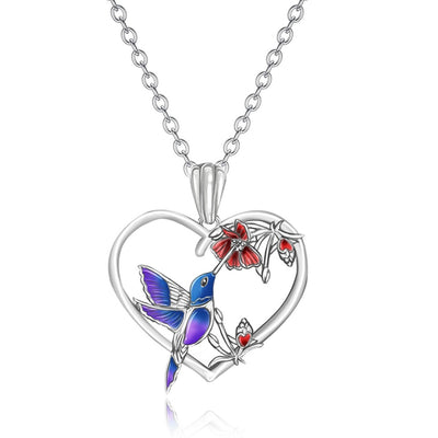 Collar colibrí, flor y amor en plata 925, símbolo de libertad, dulzura y conexión emocional