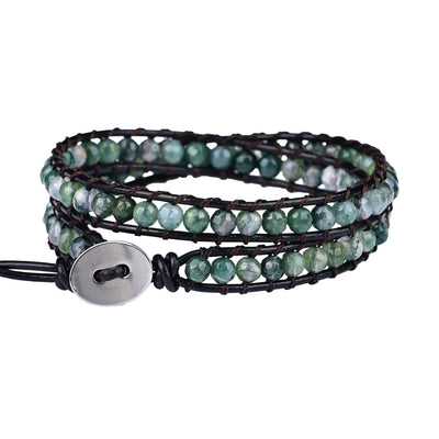 Pulsera de dos capas con ágata india natural, conexión terrenal y fuerza interior