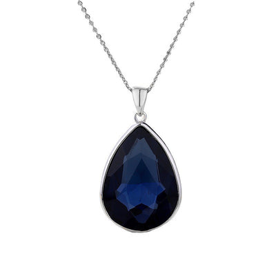 Collar de gota de sodalita oscura en plata 925, intuición y calma en cada detalle