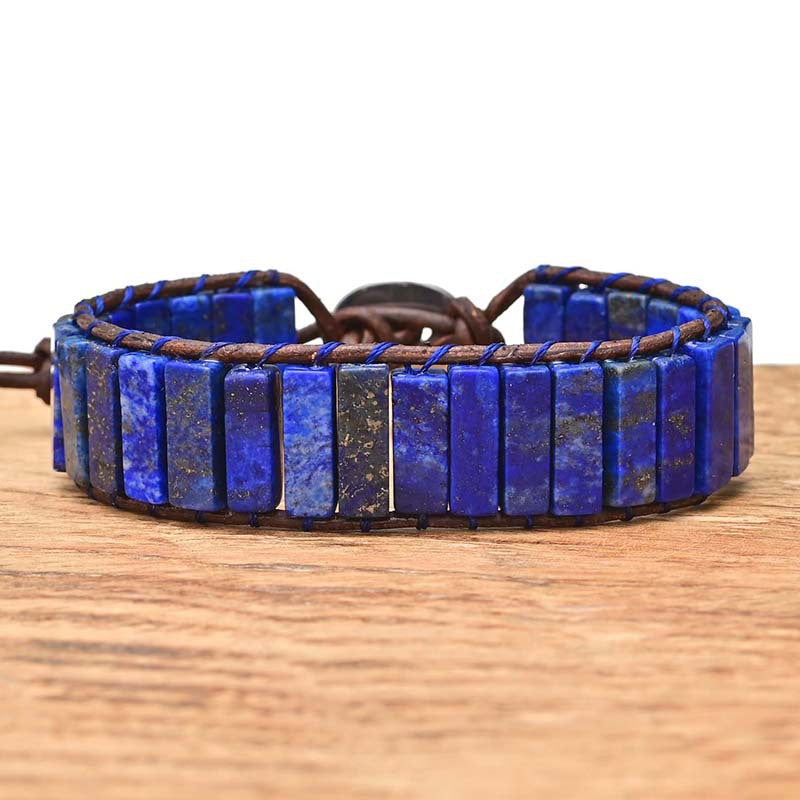 Pulsera de lapislázuli rectangular, visión interior y protección sutil