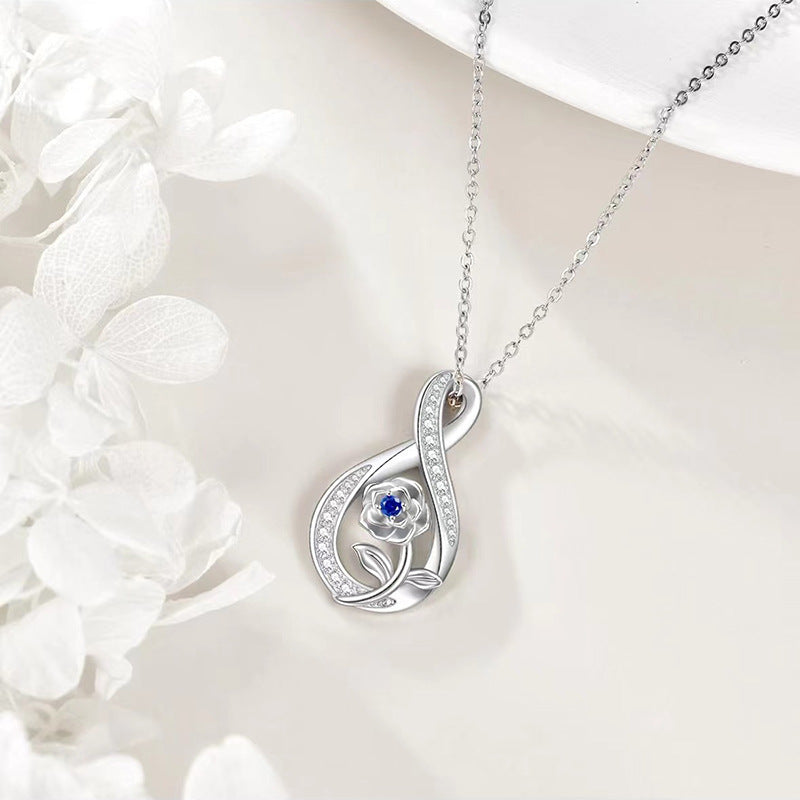 Collar rosa y gota de agua con lapislázuli en plata 925, elegancia con alma y emoción
