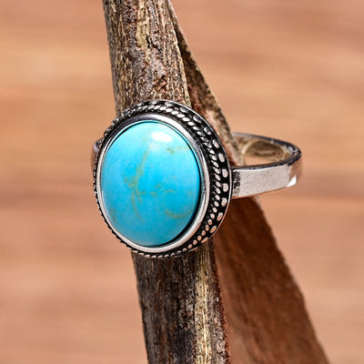 Anillo de turquesa natural en plata 925, protección ancestral y energía positiva