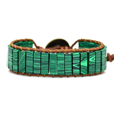 Pulsera Larga de Malaquita Natural – Protección y Transformación Interior