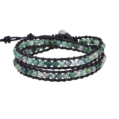 Pulsera de dos capas con ágata india natural, conexión terrenal y fuerza interior