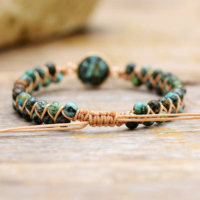 Equilibrio y Amistad: Pulsera de Turquesa Africana Doble Capa