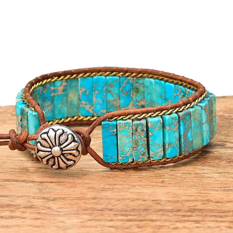 Pulsera de turquesa rectangular natural, protección y claridad en una sola capa