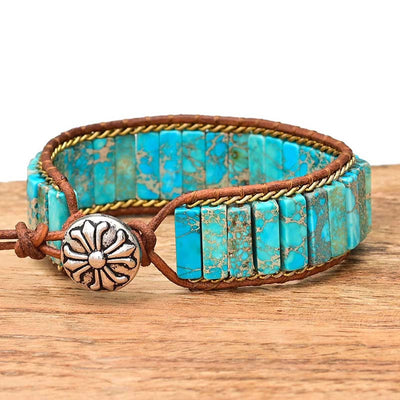 Pulsera de turquesa rectangular natural, protección y claridad en una sola capa