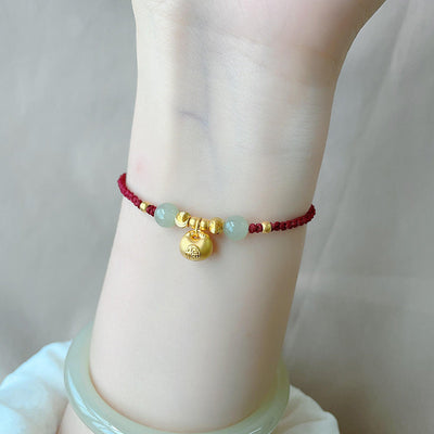 Pulsera de Buenas Energías con Cuentas Doradas y Trenzado