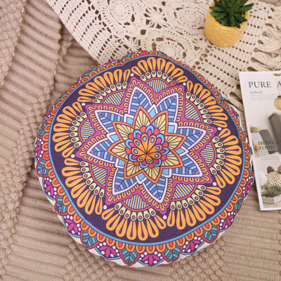Cojín Redondo Étnico Mandala Multicolor – Algodón y Lino 40 cm