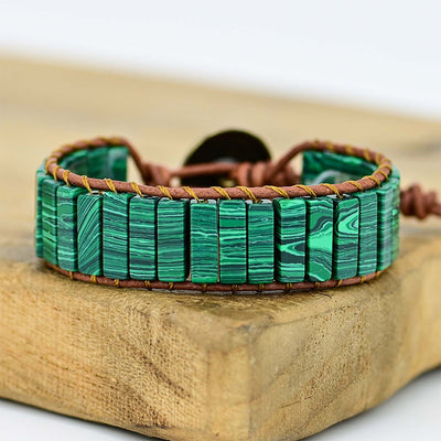 Pulsera Larga de Malaquita Natural – Protección y Transformación Interior
