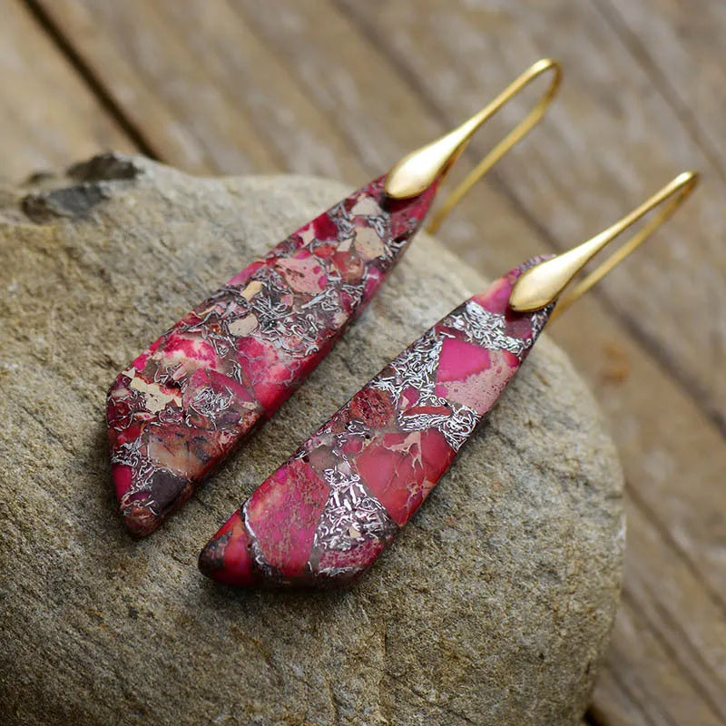 Pendientes Geométricos de Ágata y Cornalina: Elegancia y Energía Positiva