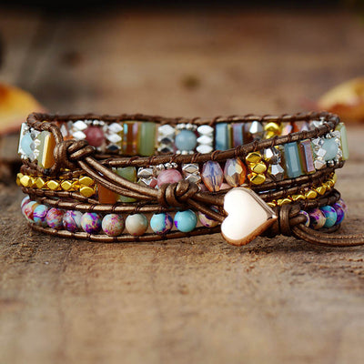 Pulsera Multicapa Bohemia con Cuarzo Rosa