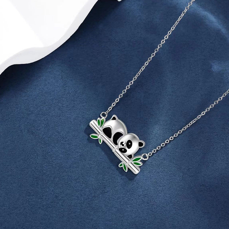 Collar panda en plata 925, diseño delicado de inspiración china