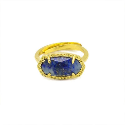 Anillo ajustable de lapislázuli en bronce, sabiduría profunda y poder interior