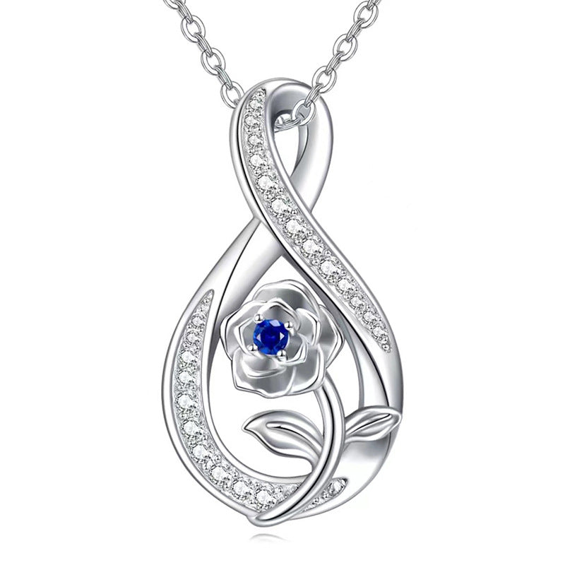 Collar rosa y gota de agua con lapislázuli en plata 925, elegancia con alma y emoción