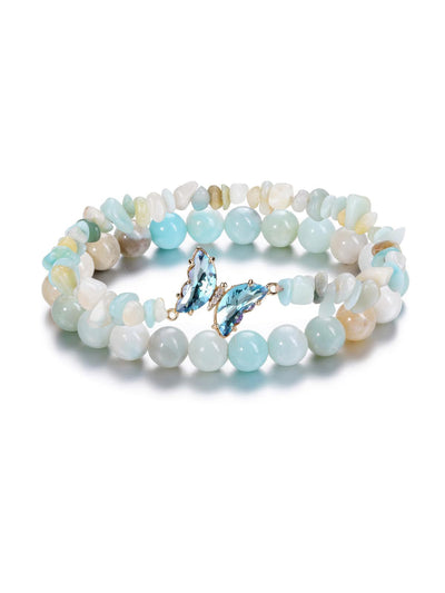 Pulsera de Transformación y Energía con Mariposa y Piedras Naturales