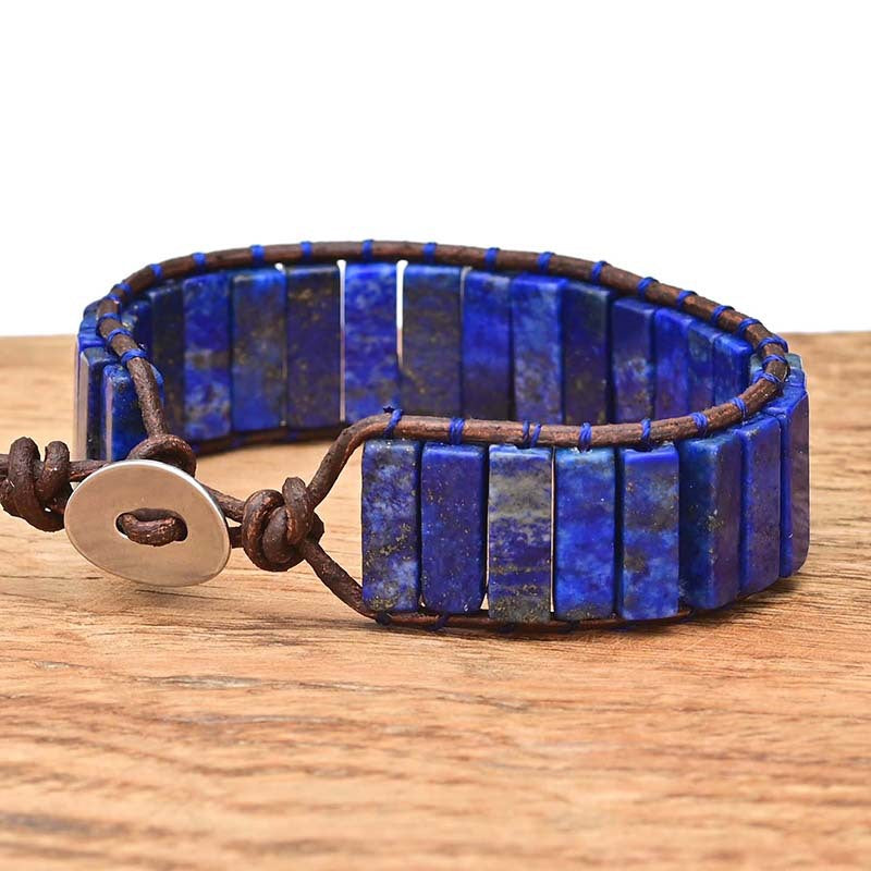 Pulsera de lapislázuli rectangular, visión interior y protección sutil