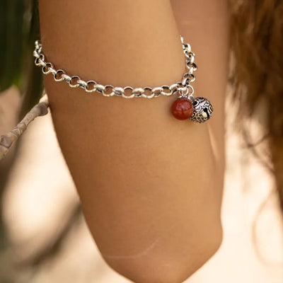 Pulsera de Grelot de granate rojo