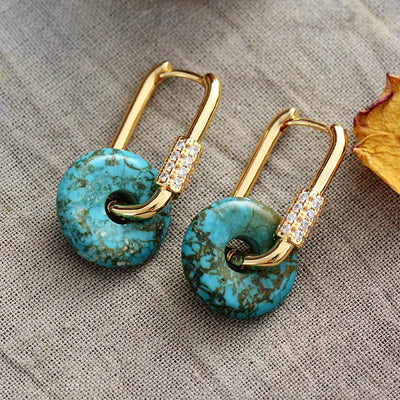 Pendientes de Turquesa Natural, Cobre y Circonita: Armonía y Estilo a tu Medida