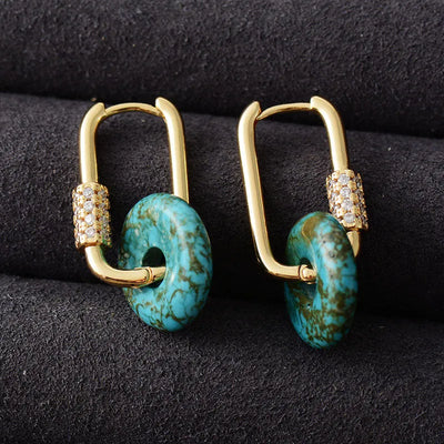 Pendientes de Turquesa Natural, Cobre y Circonita: Armonía y Estilo a tu Medida