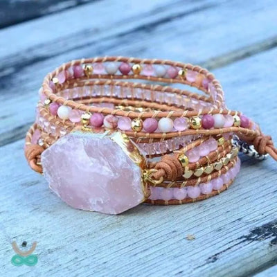 Precioso brazalete de cuarzo rosa