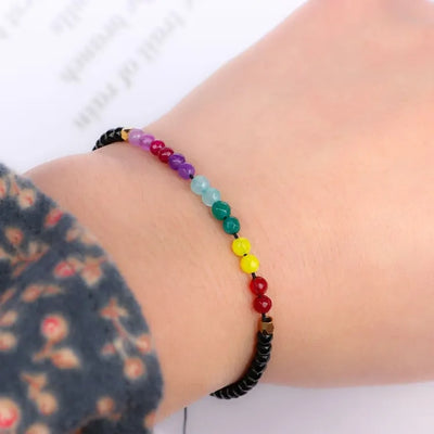 Pulsera 7 Chakras pequeñas perlas multicolores