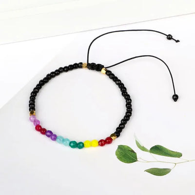 Pulsera 7 Chakras pequeñas perlas multicolores