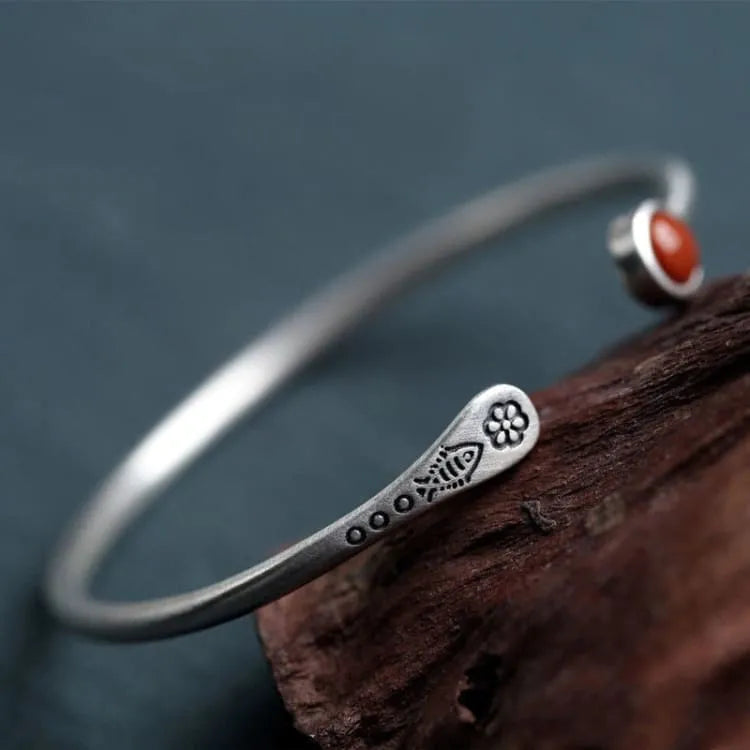 Pulsera abierta Serenity de plata de ley 925