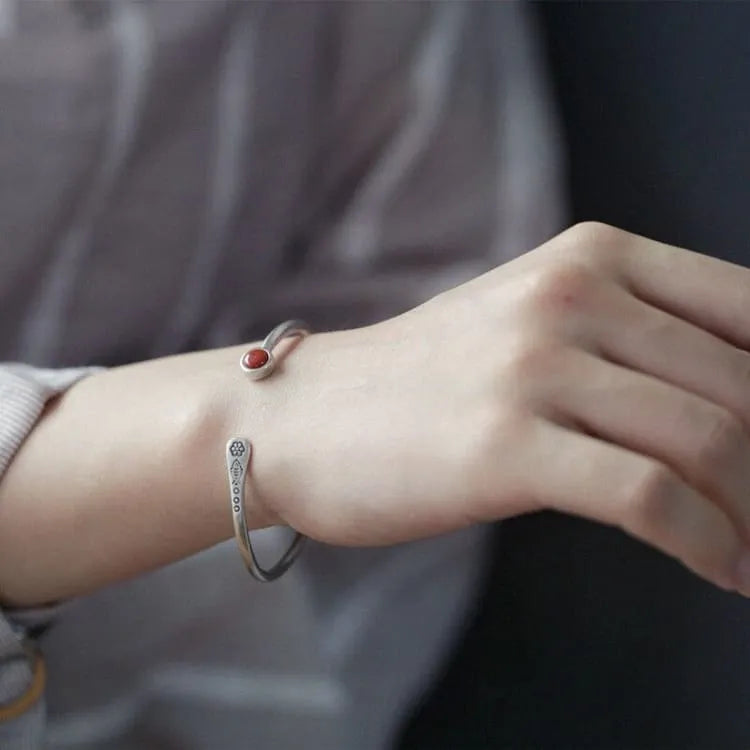 Pulsera abierta Serenity de plata de ley 925