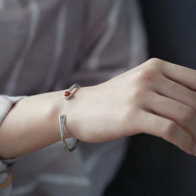 Pulsera abierta Serenity de plata de ley 925