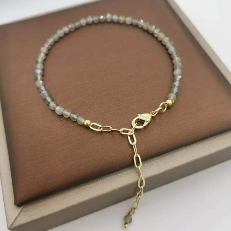 Pulsera ajustable de labradorita facetada