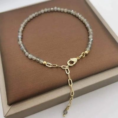 Pulsera ajustable de labradorita facetada