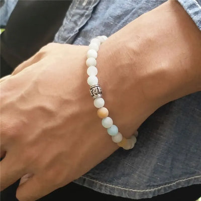 Pulsera budista tibetana con piedras de amazonita