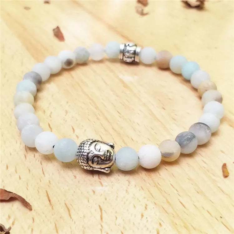 Pulsera budista tibetana con piedras de amazonita