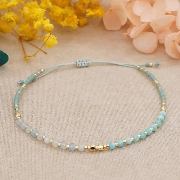Pulsera de Amazonita y Cristal de Roca – Calma y Energía Positiva