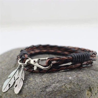 Pulsera de cuero de plumas de ángel