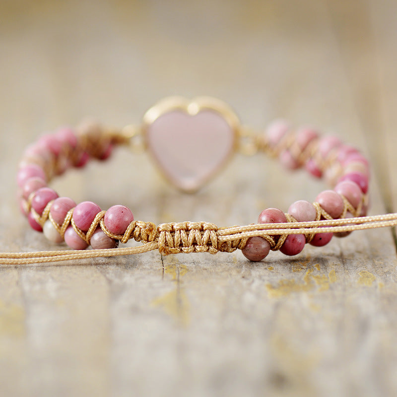 Pulsera de energía vital con corazón de melocotón – Doble capa de bienestar