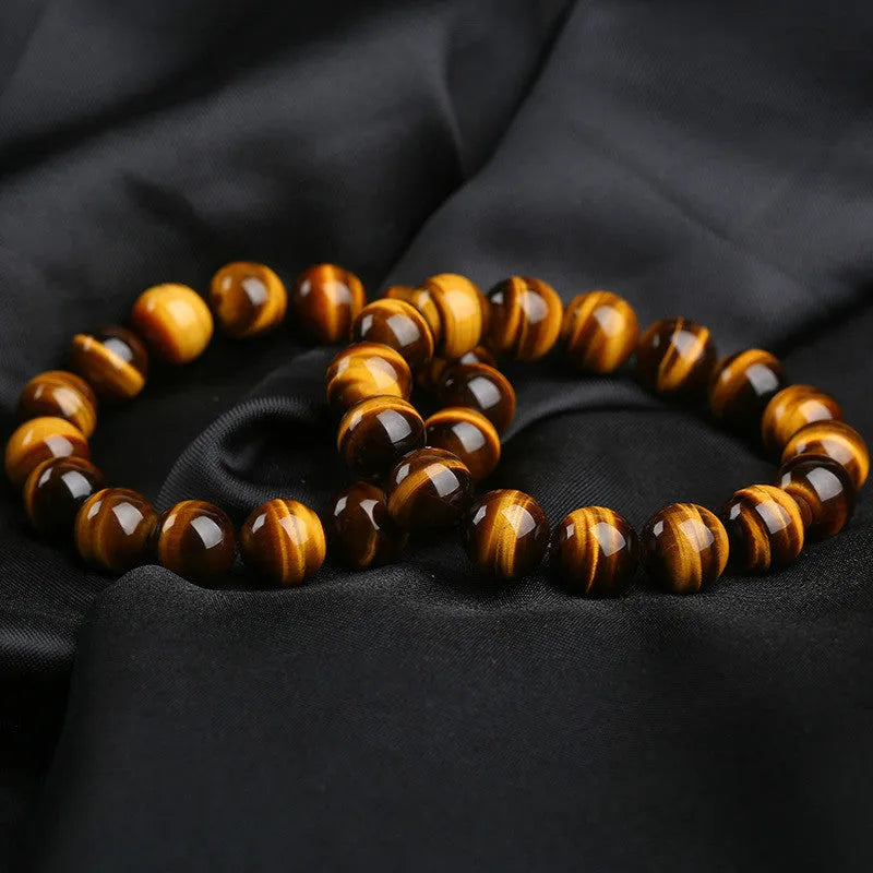 Pulsera de ojo de tigre de piedra natural para hombre y mujer