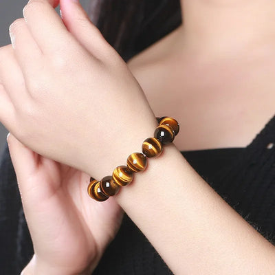 Pulsera de ojo de tigre de piedra natural para hombre y mujer