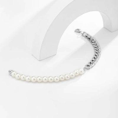 Pulsera de perlas para hombre con cadena resistente