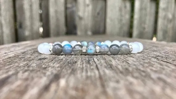 Pulsera de piedra lunar y labradorita