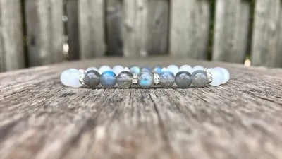 Pulsera de piedra lunar y labradorita