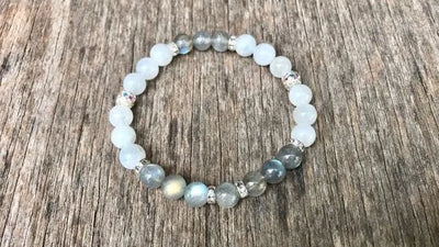 Pulsera de piedra lunar y labradorita