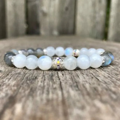 Pulsera de piedra lunar y labradorita