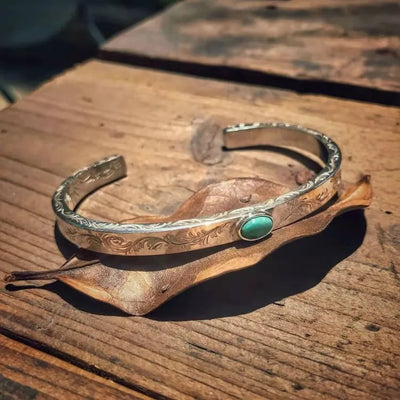 Pulsera de plata de ley 925 con turquesa tallada