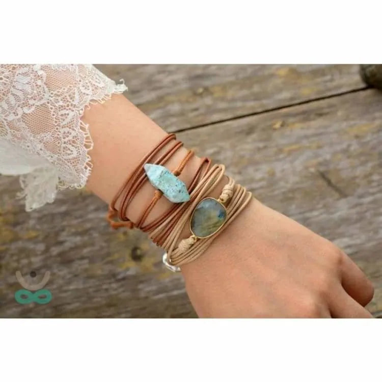Pulsera de protección con talismán de labradorita